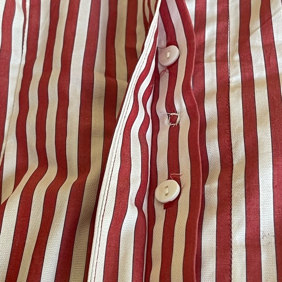 Petersyn Alice Striped Poplin Cold Should Blouse Size M Red and White - Picture 14 of 15